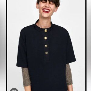 Zara Button Details Ribbed T-shirt